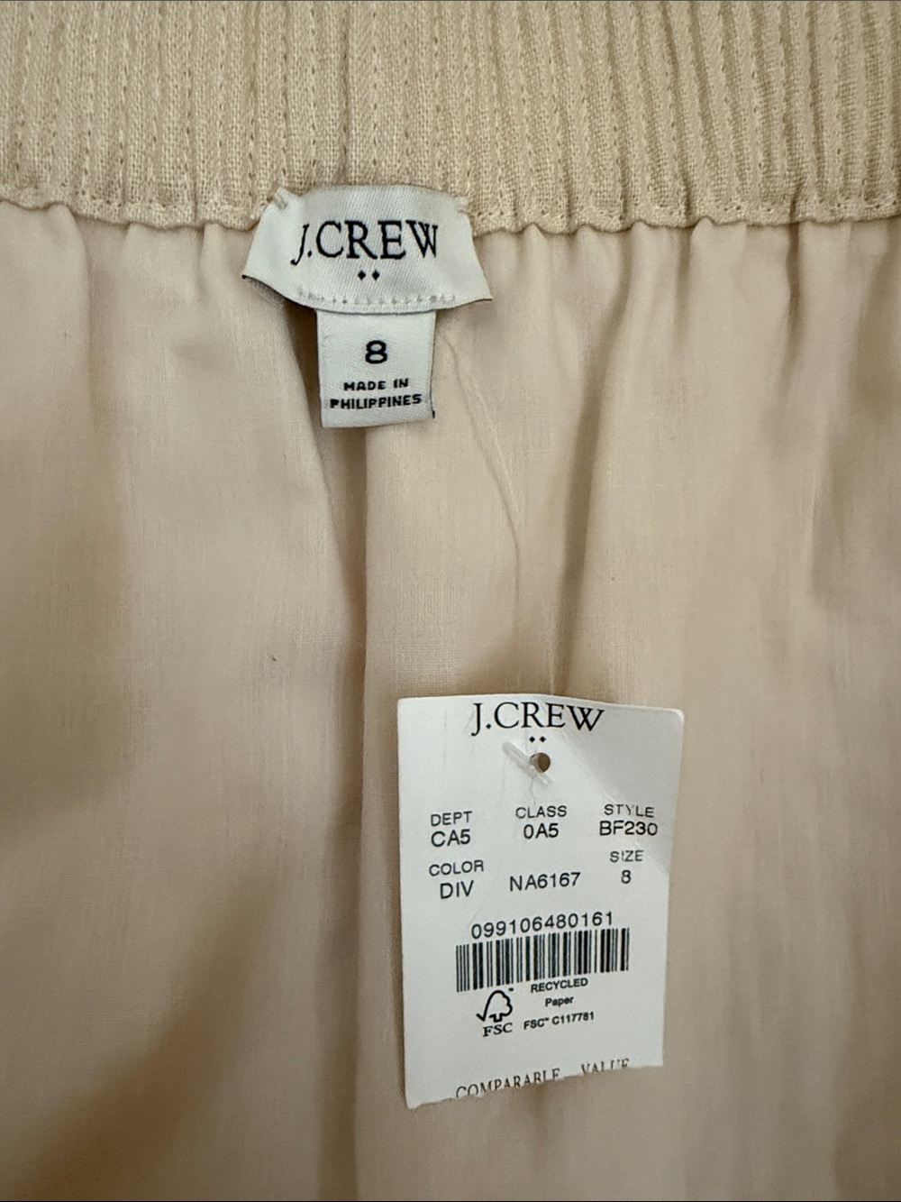J. Crew Cream Elastic-Waist Mini Skirt Sz 8 - Picture 4 of 7